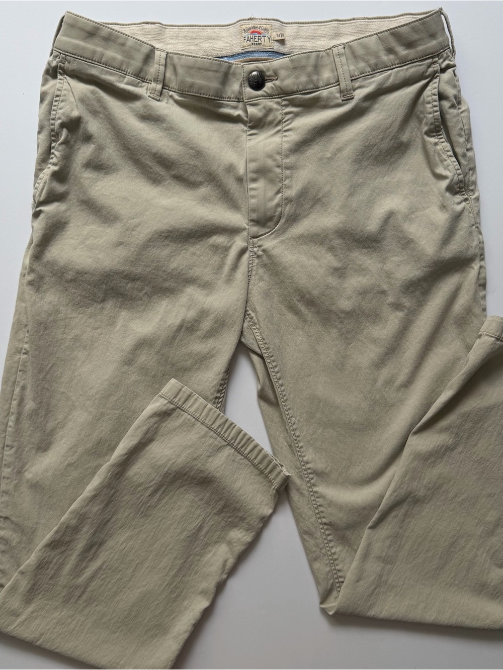 Faherty All Day Chino Pants Men’s 34x30 Stone Straight Leg Stretch Casual